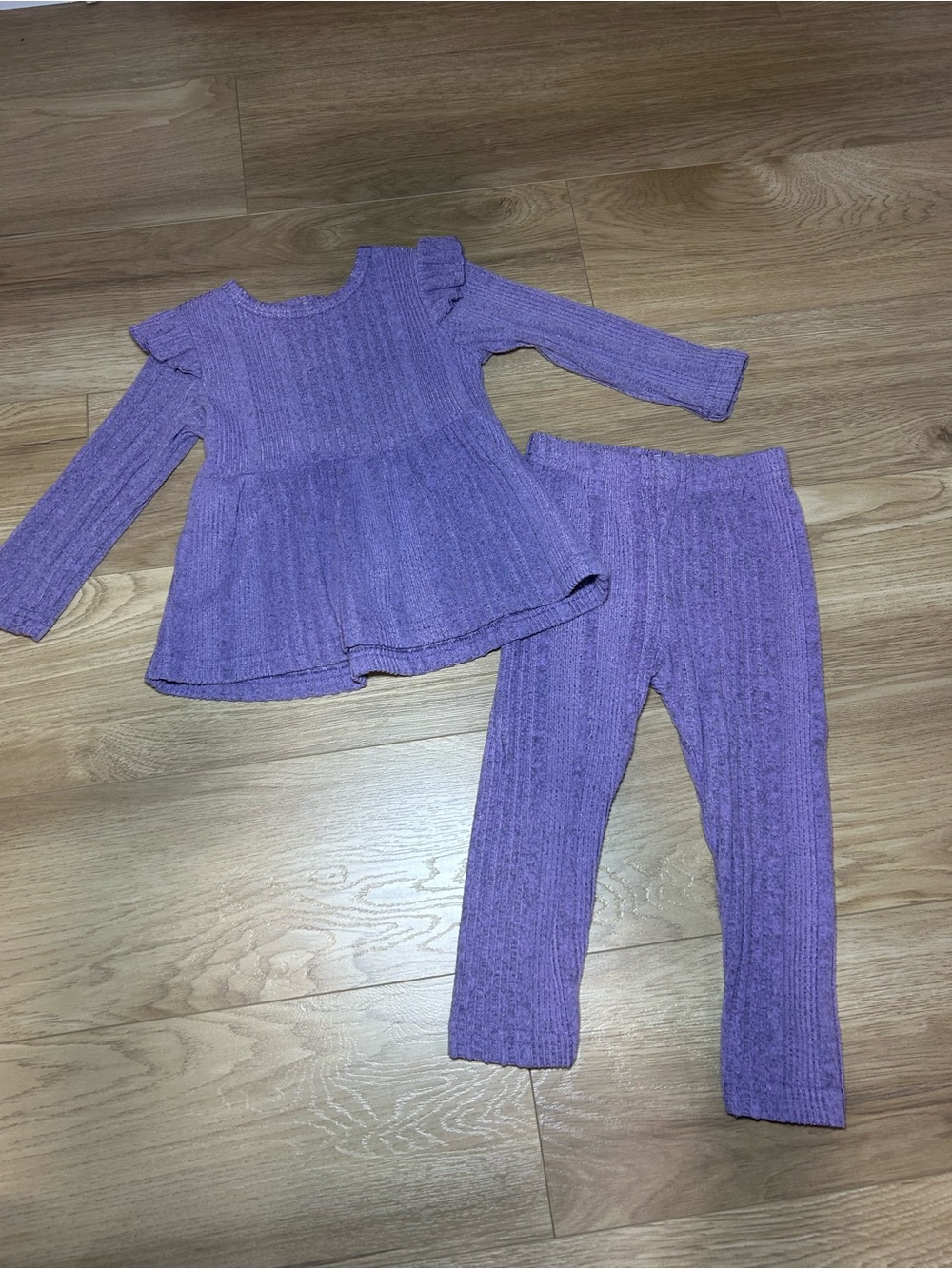 Source Unknown Purple Ribbed Knit Kids Matching Set